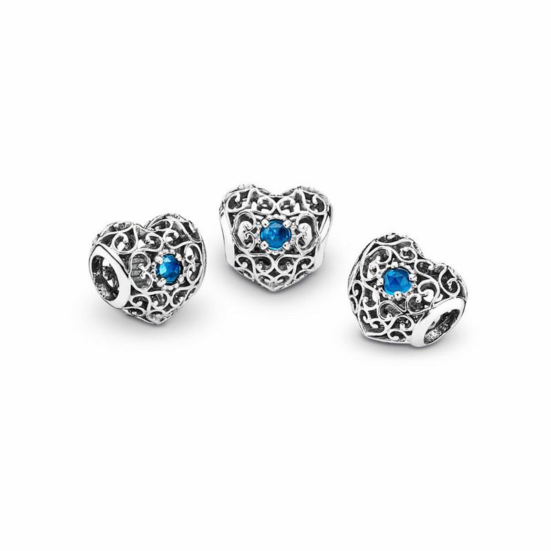 Talismane Pandora December Signature Inima Argint/Albastri (xs7LvkWT)